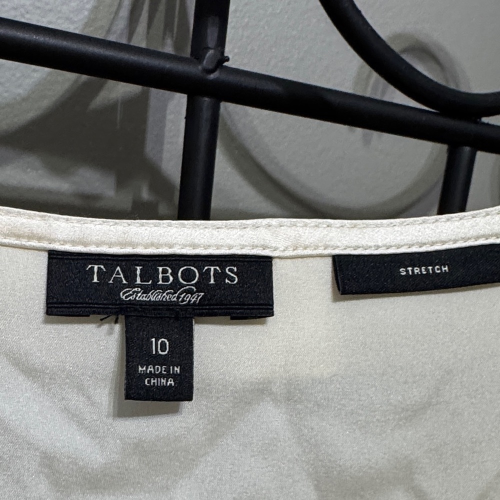 Talbots Cream Sleeveless Ruffle-Front silk - Picture 2 of 9